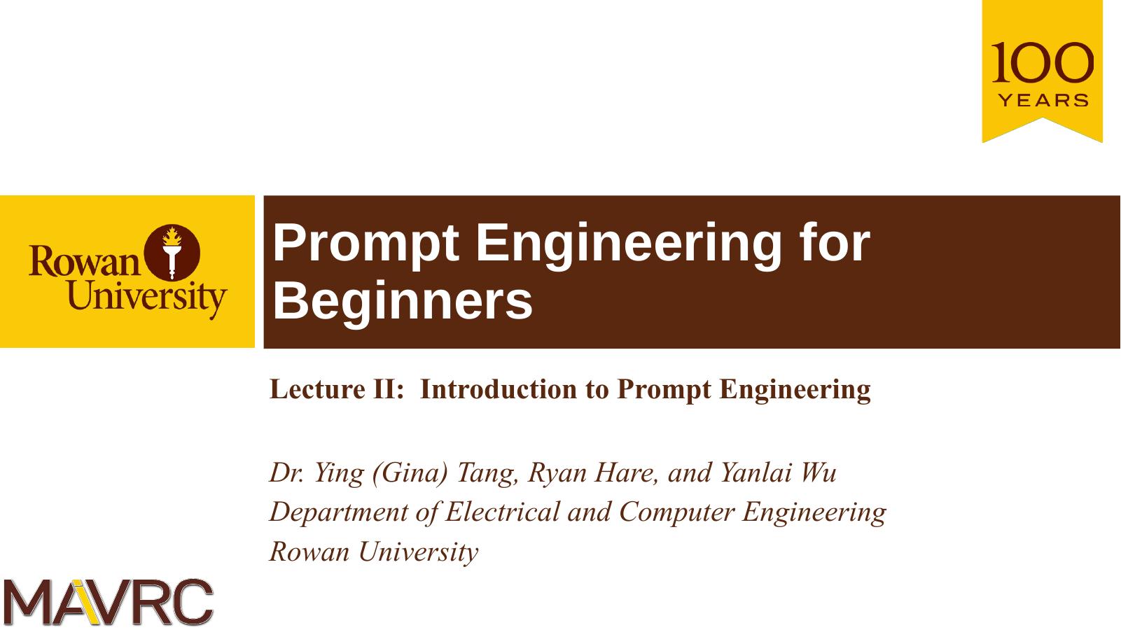 Title slide for Lecture II: Introduction to Prompt Engineering